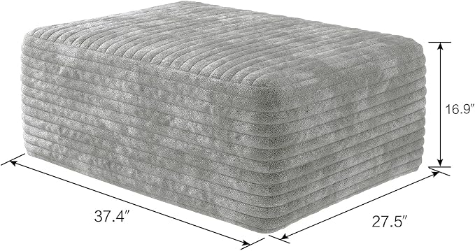 107" U Shaped Cloud Corduroy Couch with Ottoman, Comfy Sectional Boneless Couches for Living Room Bedroom, Deep Seat Sleeper Compression Sofa, No Assembly, Left Facing Chaise, Grey