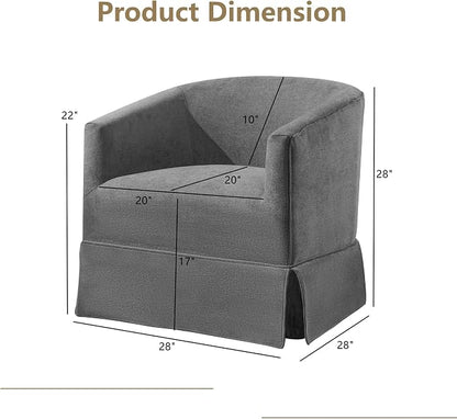 Swivel Accent Chairs Set of 2 for Living Room, 360° Upholstered Barrel Swivel Chairs with Skirted Base, Modern Linen Armchairs for Bedroom, Reading Nook, Small Space, Grey
