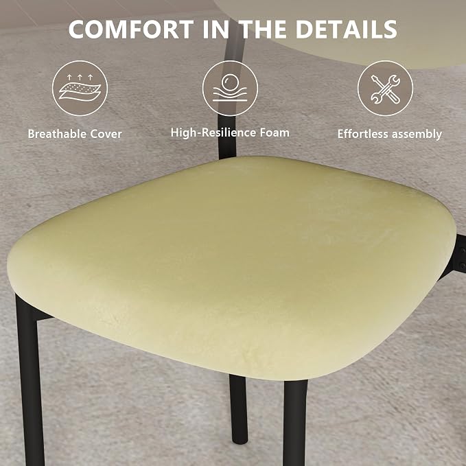 Einhomn Upholstered Dining Chairs Set, Modern Stackable Dining Room Chairs with Soft Velvet Backrest, Kitchen Chairs with Sturdy Metal Legs for Living Room, Restaurant, Set of 4,Light Green
