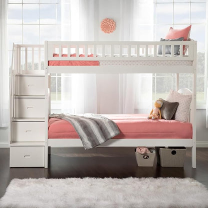 AFI, Westbrook Staircase Bunk Bed Twin Over Twin, White