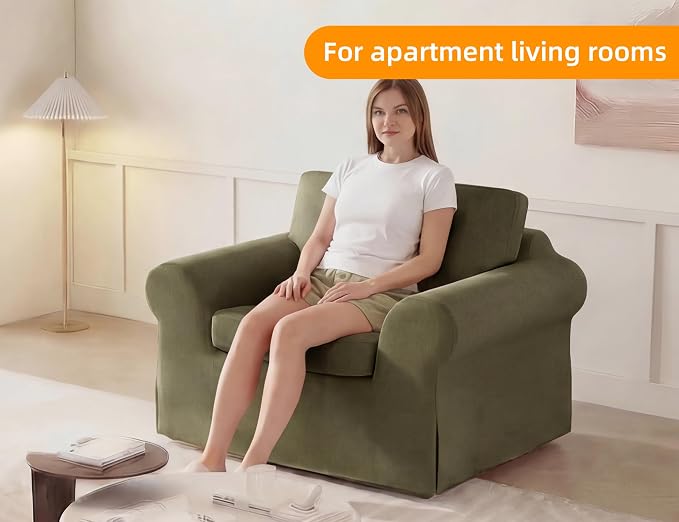 Mistpeople Modern Loveseat Sofa Couch, Upholstered Comfy Sofa with Pillows & Armrests, Deep Seating Couch with Removable Cover for Living Room Bedroom Apartment Office Small Spaces,Green