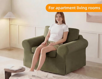 Mistpeople Modern Loveseat Sofa Couch, Upholstered Comfy Sofa with Pillows & Armrests, Deep Seating Couch with Removable Cover for Living Room Bedroom Apartment Office Small Spaces,Green