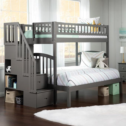 AFI, Westbrook Staircase Bunk Bed Twin Over Full, Grey