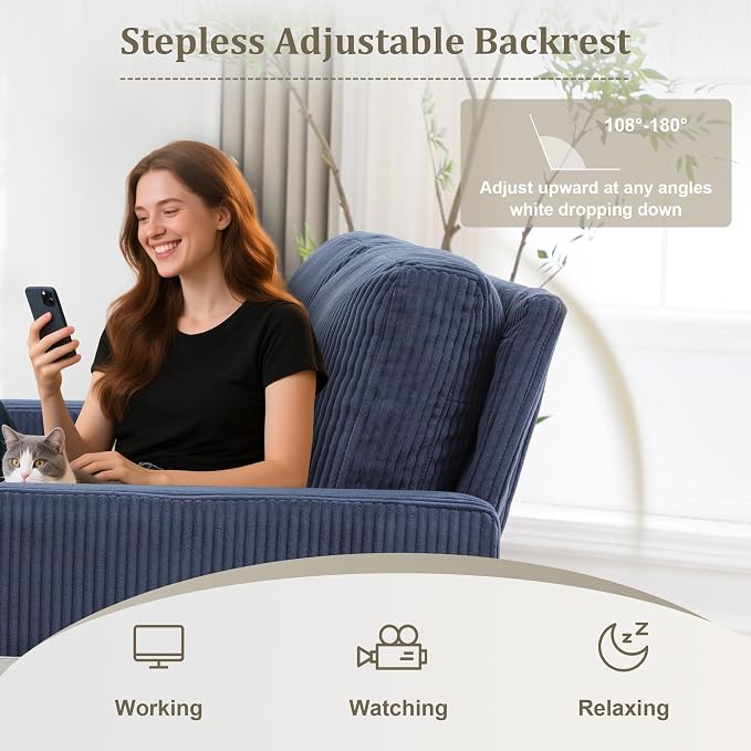 3 in 1 Folding Convertible Sleeper Sofa Bed, Pull Out Couch with Side Pockets,USB Port,Side Table,Loveseat Sofa Bed with Adjustable Backrest for Living Room Bedroom 66" Blue 2 SEAT