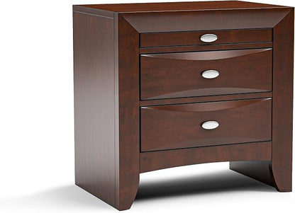 Furniture of America Darius Transitional Solid Wood 3-Piece Queen Platform Bedroom Set with Drawers, Bookcase Headboard and Knob Pulls, Mattress Ready, Dark Cherry