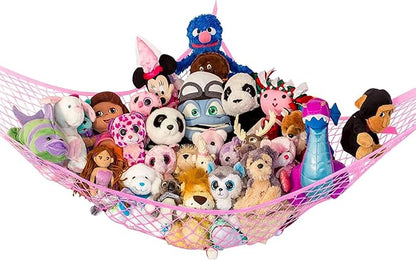 Stuffed Animal Hammock XL | Corner Stuffed Animal Storage & Plushie Net | Extra Large Toy Hammock for Stuffed Animals | Easy Hang, Hardware Included | Pink Bedroom Decor | by Lilly's Love