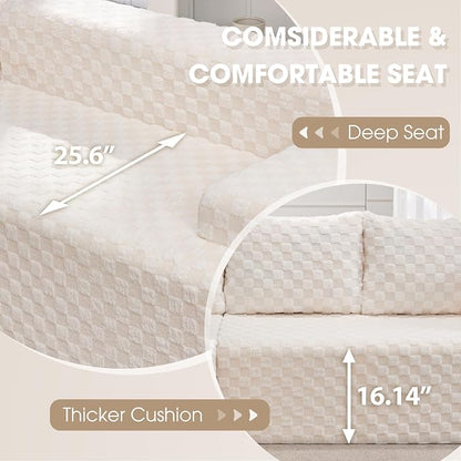 Hobestluk Boneless Couch Modular Sectional Sofa L-Shape Couch 3 Seat Modular Couch Memory Foam Sectional Couches for Living Room Furniture, Cloud Couch with Chaise Lounge (96" Right Facing Chaise)