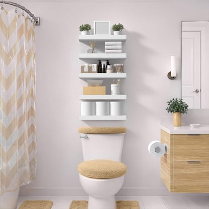Sorbus Floating Shelves for Wall – 16 Inch Floating Shelf for Kitchen, Bedroom, Living Room, Bathroom, Home & Wall Decor - Mounted Bathroom Shelves with Invisible Brackets (White, 3 Pack)