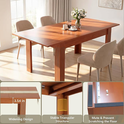 Sannwsg Extendable Table 54"-85", Extendable Dining Table for 4-8, Rectangular Kitchen Dining Table Space Saving, Farmhouse Dining Tables with 95" Runner