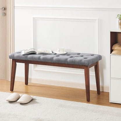 kinmars Upholstered Bench for Bedroom End of Bed,42.5-inch Entryway Bench for Living Room,Dining Bench with Padded Seat and Solid Wood Leg for Kitchen Bedroom,Indoor and Hallway