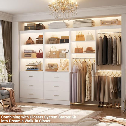 Aheaplus 47.2" Closet Drawers System, 3.94FT Wood Closet Organizer System with 6 Drawers, Modular Small Walk-in Closets Storage Unit, Set of 2, White (47.2" L x 13.8" W x 71" H)