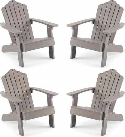 Giantex Kids Adirondack Chair, All-Weather HIPS Children's Outdoor Chair with Tilted High Backrest, Toddler Beach Chair for Garden Patio Backyard, Kids Lawn Chairs for Age 3-7 (4,Gray)