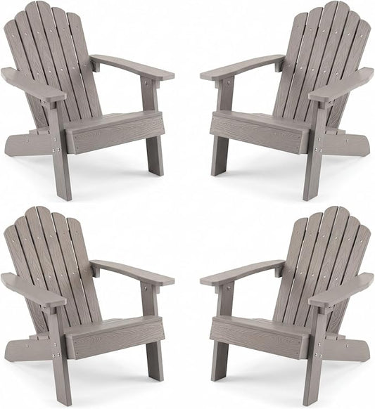 Giantex Kids Adirondack Chair, All-Weather HIPS Children's Outdoor Chair with Tilted High Backrest, Toddler Beach Chair for Garden Patio Backyard, Kids Lawn Chairs for Age 3-7 (4,Gray)