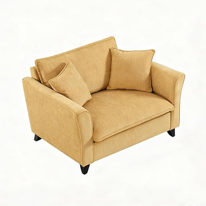 ERYE 46.9" Chenille Upholstered Accent Chair Wide Seat for Living Room Bedroom, Modern Leisure Cushion Armchair W/ 2 Pillows and Removable Cover for Home Apartment Office