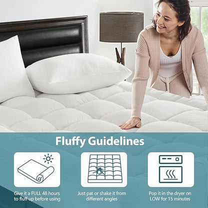 CYMULA Twin XL Mattress Topper - Soft Cooling Mattress Pad for College Dorm Room Essentials - Extra Thick Long Protector Cover for Back Pain, Single Bed Topper Pillow Top with 8''-21'' Deep Pocket