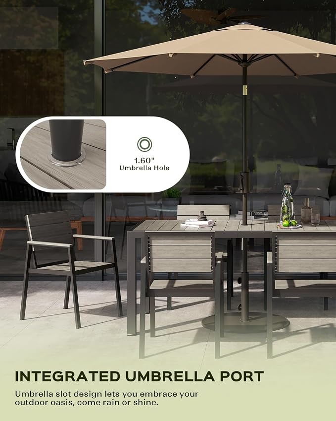 Vexwalx 7-Piece Outdoor Dining Set, Aluminum Dining Table Set for 6, Patio Table and Chairs Set (Gray)