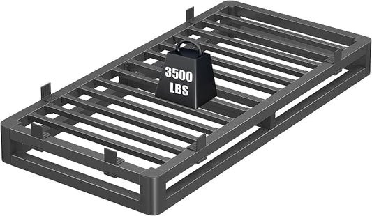 6 Inch Twin XL Bed Frame with Rounded Corner and Squeak Free U-Slot Design, Metal Platform Bed Frames 6 Non-Slip Guards, 3500lbs Heavy Duty Steel Slat Support, No Box Spring Needed, Black