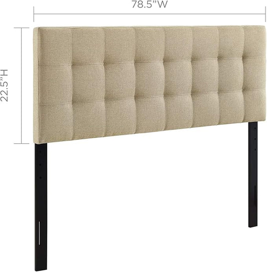 Modway Lily Tufted Linen Fabric Upholstered King Headboard in Beige