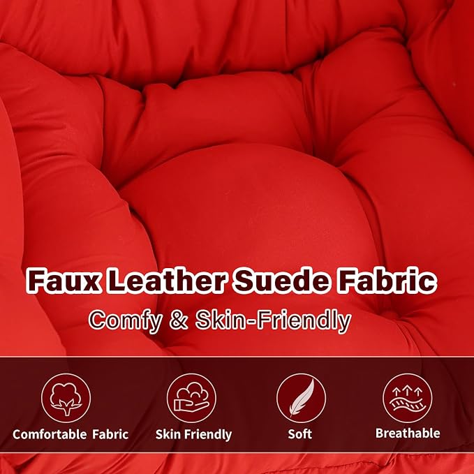 Lazy Chair with Ottoman, Modern Accent Chair Contemporary Sofa Chair with Armrests, Reading Chair and Folding Footstool Set for Living Room, Bedroom, Office, Red
