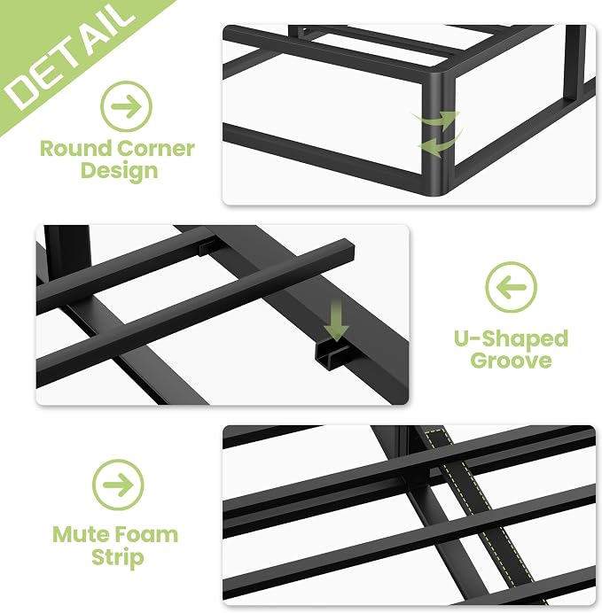 Superay Twin XL Box Spring, 5 inch Box Spring for Twin XL Bed, Heavy Duty Metal Bed Frame with Fabric Cover, 3000lbs Max Weight Capacity Bed Base Mattress Foundation, Easy Assembly, Noise Free, Black