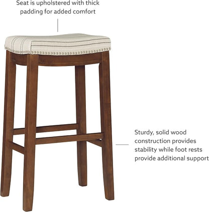 Linon Home Décor Linon 32.5" Backless Claridge Stool Rustic, Natural Bar