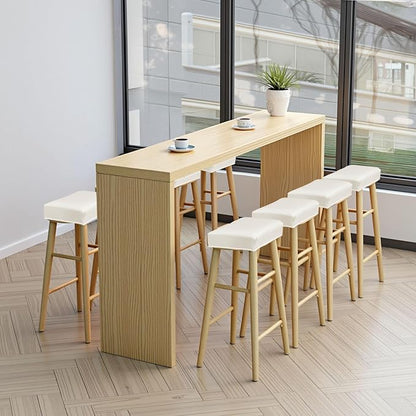 PU Leather Bar Stool Covers Rectangular, 100% Waterproof Stool Covers Rectangle Super Stretch 20% Thicker Leather Saddle Stools Cover Rectangular Counter Bar Stools with Elastic Band (6 PCS, Cream)