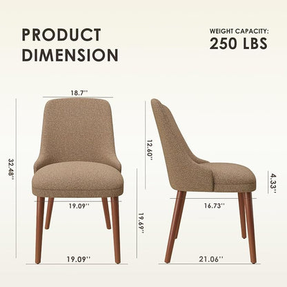 MALOL Upholstered Dining Chairs Set of 2, High-Back Dining Room Chair with Wood Legs, Padded Kitchen Chairs for Dining Room/Restaurant/Cafe, Camel