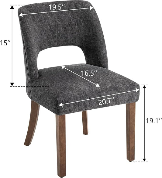 VKNOW Wooden Dining Chairs Set of 6, Modern Fabric Upholstered Dining Room Chair Kitchen Chairs, Farmhouse Dinner Chair for Kitchen Dining Room, Charcoal