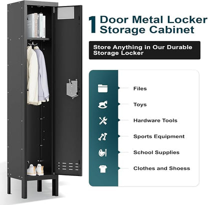 BUTISOW Metal Lockers - 66" Height Steel Lockers for Employees with Door Storage Locker with Card Slot for Employees Gym School Home Office Garage - Assembly Required