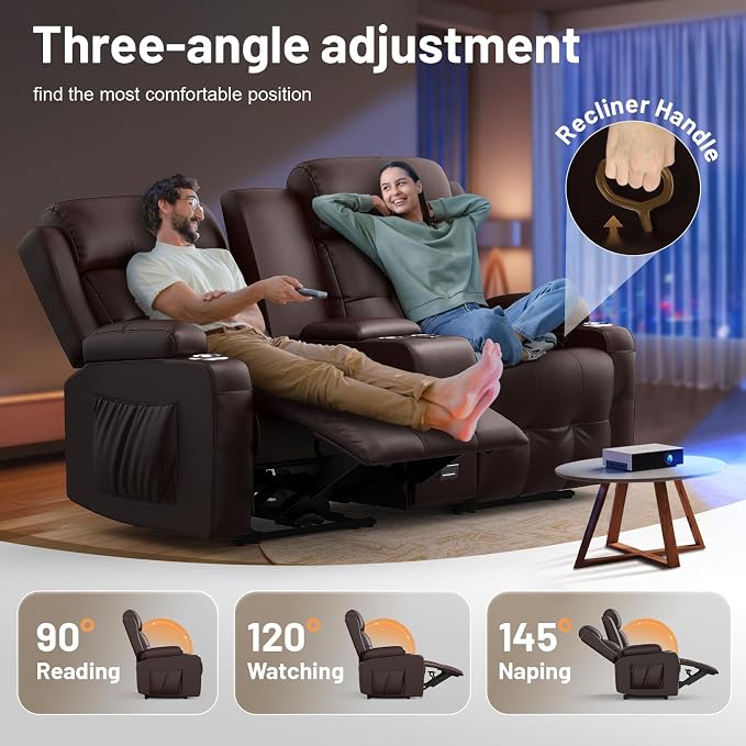 Recliner Sofa Set, Home Theater Seating with Massage, Loveseat Recliner Couch and 2 Recliner Single Chairs with USB, Wall Hugger Reclining Movie Theater Chair with Cup Holders, Drawer for Gaming Room