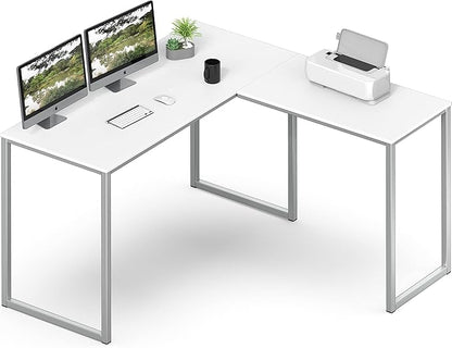 SHW Mission 48 x 48 Inches L-Shape Home Office Computer Desk, White