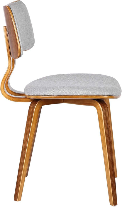 Armen Living Jaguar Mid-Century Dining Chair in Walnut Wood and Gray Fabric - Set of 2