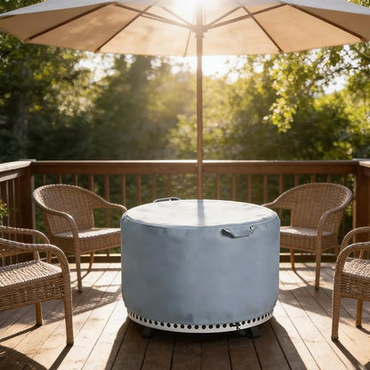 Chinchilla Fire Pit Cover Round for Solo Stove Yukon 27", Waterproof 600D Heavy Duty Tear Resistant Oxford Fabric, UV Resistant, Fits 27"-28" Gas/Table/Bowl Fire Pits, Grey