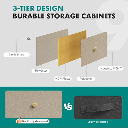 OLIXIS 9 Drawer Storage Dresser with Wood Top - Wide Fabric Chest Organizer for Bedroom, Closet, Living Room,Tower Cabinet, TV Stand, Hallway Entryway Furniture,Khaki