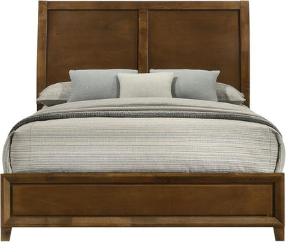 New Classic Furniture Ballard 5-Piece Wood Queen Bedroom Set with 2-Nightstands, Walnut Brown