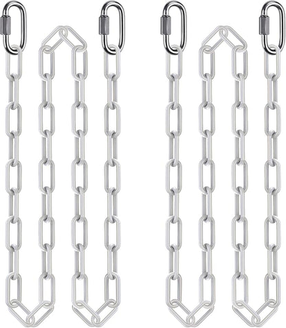 BeneLabel 2Pcs 100" Swing Chain with Hooks 1000 LBs Capacity Porch Swing Chain Coated Hanging Chains with Carabiners White Chains for Hammock, Hanging Chair, Swingset, Heavy Bags