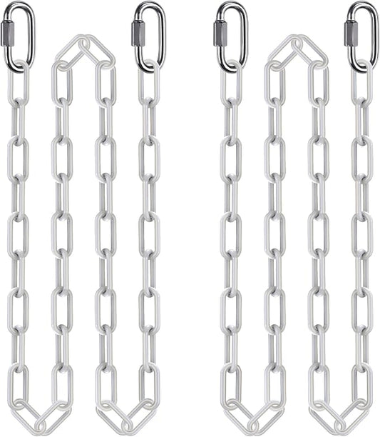 BeneLabel 2Pcs 100" Swing Chain with Hooks 1000 LBs Capacity Porch Swing Chain Coated Hanging Chains with Carabiners White Chains for Hammock, Hanging Chair, Swingset, Heavy Bags