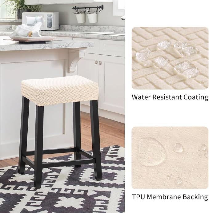 YISUN Stool Covers Rectangle - 4 Pack Stretch Waterproof Saddle Seat Cover Counter Bar Stools Bar Chairs Covers Kitchen Island Chairs Cushion Protector