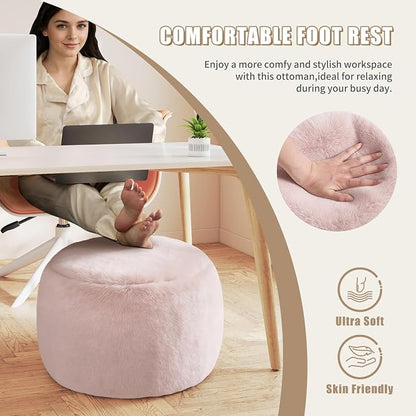 Gericco Round Stuffed Pouf Ottoman for Foot Rest, A Round Modern Foam Filled Poufs, Floor Chair for Living Room, Nursery, Dorm, A Soft Modern Foot Stool Perfect to Rest Your Feet (Pink, 20Inch)