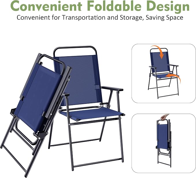 Shintenchi 6 Piece Outdoor Patio Furniture Set, Small Outdoor Patio Dining Table and Chairs Set, Outdoor Seating with Umbrella for Backyard, Balcony, Front Porch, Dark Blue