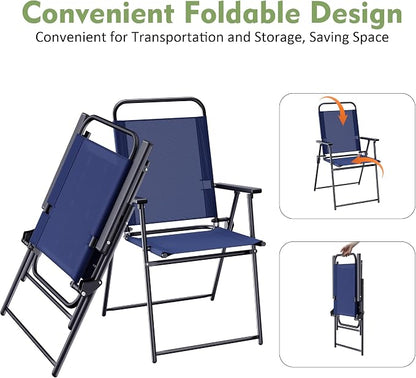 Shintenchi 6 Piece Outdoor Patio Furniture Set, Small Outdoor Patio Dining Table and Chairs Set, Outdoor Seating with Umbrella for Backyard, Balcony, Front Porch, Dark Blue