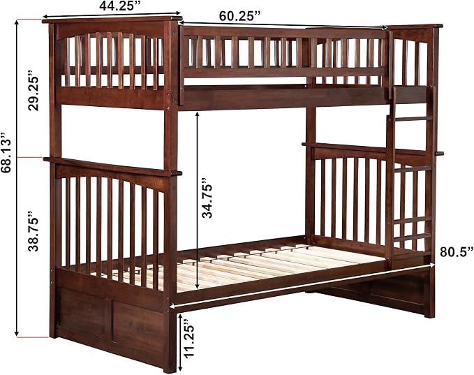 AFI, Columbia Bunk Bed Twin Over Twin, Walnut