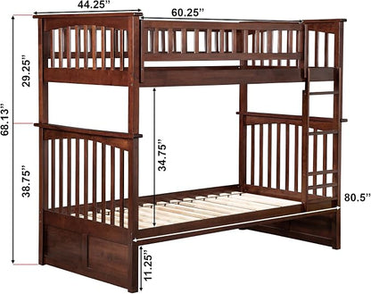 AFI, Columbia Bunk Bed Twin Over Twin, Walnut