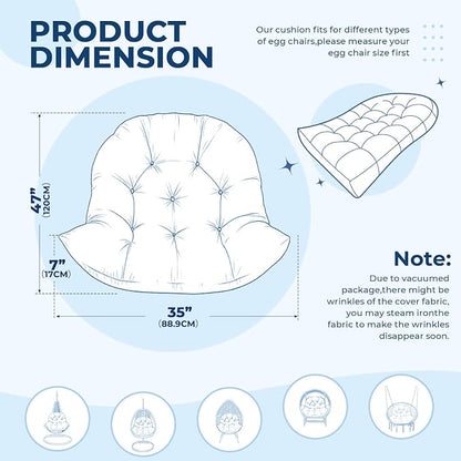 DANGHOOGY Egg Chair Cushion, Waterproof Outdoor Egg Replacement Cushions, Patio Chair Cushions for Outdoor Funiture, Thickened Hanging Chair Cushion, 35x47x7 Inches (Royal Blue)