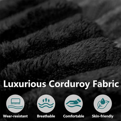 95" Modular Sectional Couch, Boneless L Shaped Cloud Sofa with Chaise Lounge, Corduroy Upholstered Couches Memory Foam Deep Seat, No Assembly Required, Ideal for Living Room(Black, Left Facing)