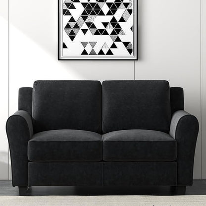 Bonzy Home 2 Piece Sofa Set, 2-Seater Sofa Couch Set of 2, Modern Comfy Sofa with Thick Cushion for Living Room Apartment Office, Black