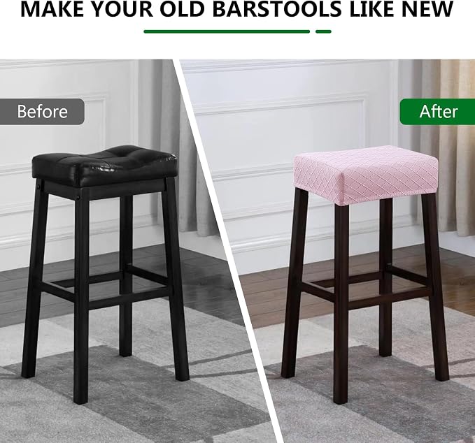 YISUN Stool Covers Rectangle - 4 Pack Stretch Waterproof Saddle Seat Cover Counter Bar Stools Bar Chairs Covers Kitchen Island Chairs Cushion Protector
