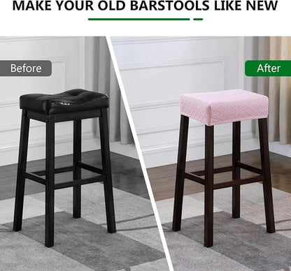 YISUN Stool Covers Rectangle - 4 Pack Stretch Waterproof Saddle Seat Cover Counter Bar Stools Bar Chairs Covers Kitchen Island Chairs Cushion Protector