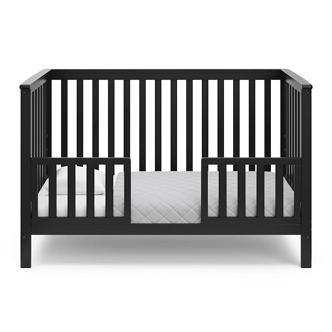 Storkcraft Hillcrest 4-in-1 Convertible Crib (Black) - Converts to Daybed, Toddler Bed, and Full-Size Bed, Fits Standard Full-Size Crib Mattress, Adjustable Mattress Support Base