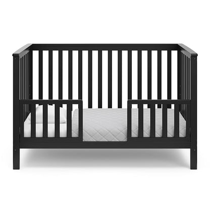 Storkcraft Hillcrest 4-in-1 Convertible Crib (Black) - Converts to Daybed, Toddler Bed, and Full-Size Bed, Fits Standard Full-Size Crib Mattress, Adjustable Mattress Support Base